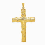 10K / 14K Yellow Gold Large Textured Cross Pendant - Product Photo