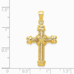 10K / 14K Yellow Gold Gold Polished Textured Cross Pendant - Product Photo