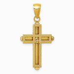 10K / 14K Yellow Gold Gold Polished Beveled Stick Cross W/Frame Pendant - Product Photo