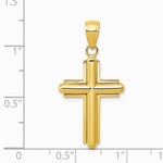 10K / 14K Yellow Gold Gold Polished Beveled Stick Cross W/Frame Pendant - Product Photo