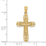 14k Gold Polished Filigree Cross Pendant - Product Photo