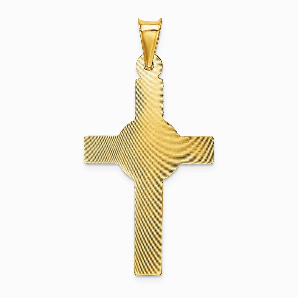 14K Yellow Gold Polished Satin and Diamond-Cut Crucifix Pendant - Product Photo