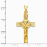 14K Yellow Gold Polished Satin and Diamond-Cut Crucifix Pendant - Product Photo