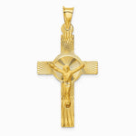 14K Yellow Gold Polished Satin and Diamond-Cut Crucifix Pendant - Product Photo