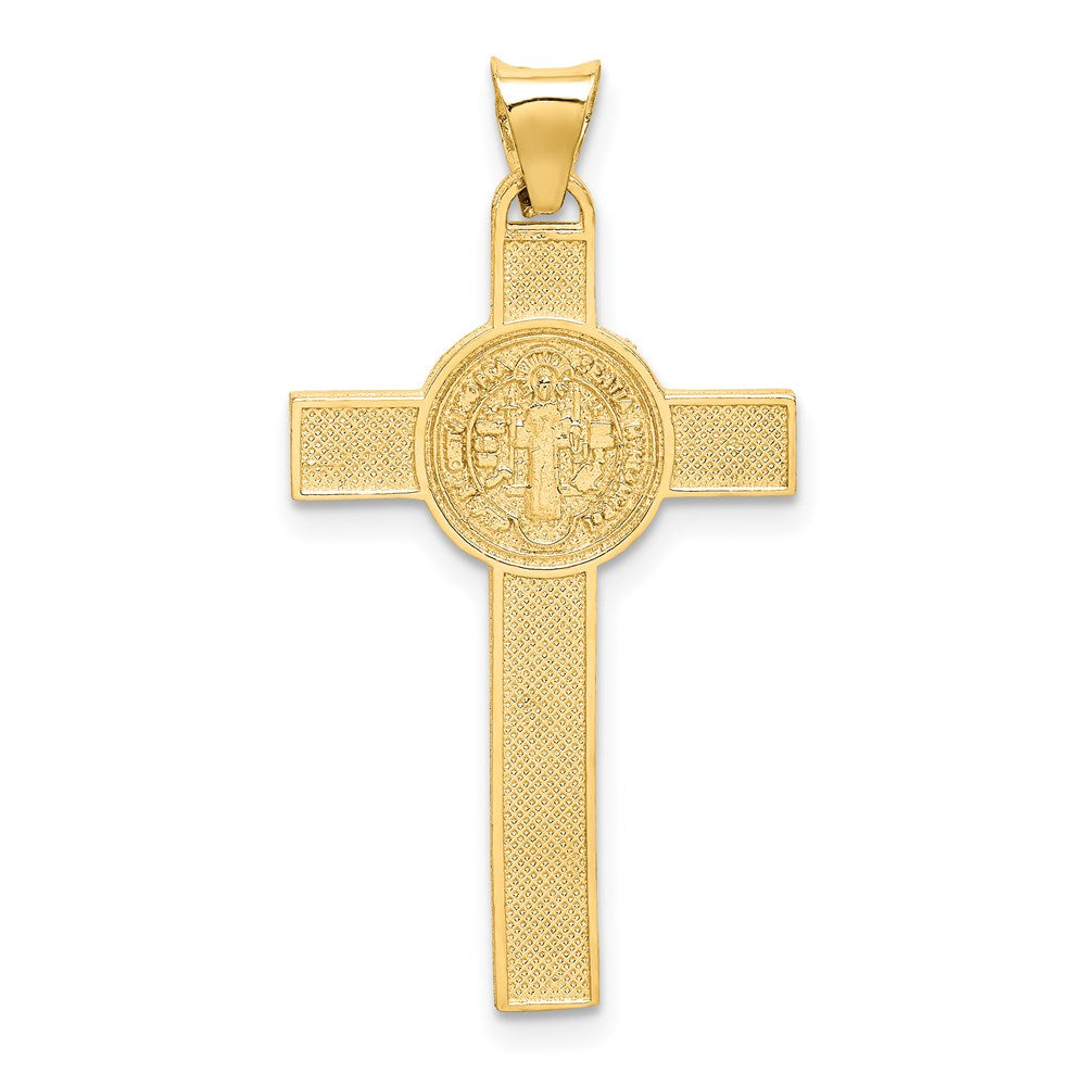 14K Two-Tone St. Benedict Medal Crucifix Cross Pendant - Product Photo