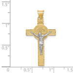 14K Two-Tone St. Benedict Medal Crucifix Cross Pendant - Product Photo