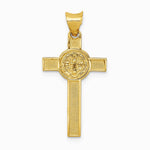14K Two-Tone St. Benedict Medal Crucifix Cross Pendant - Product Photo