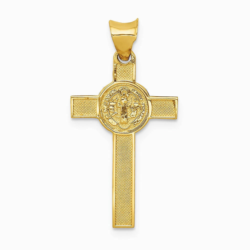14K Two-Tone St. Benedict Medal Crucifix Cross Pendant - Product Photo
