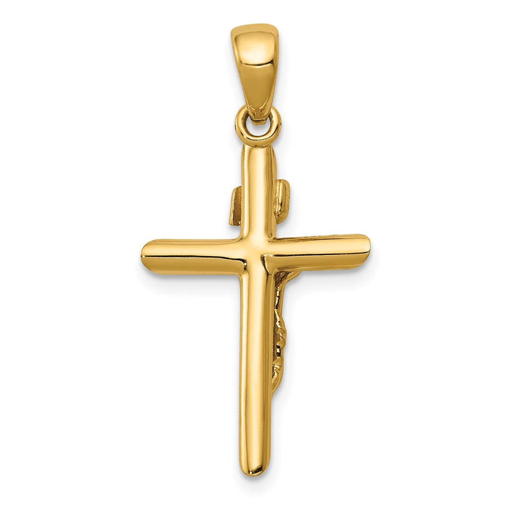 10K / 14K Yellow Gold Gold Polished 2-D Crucifix with Jesus on Cross Pendant - Product Photo