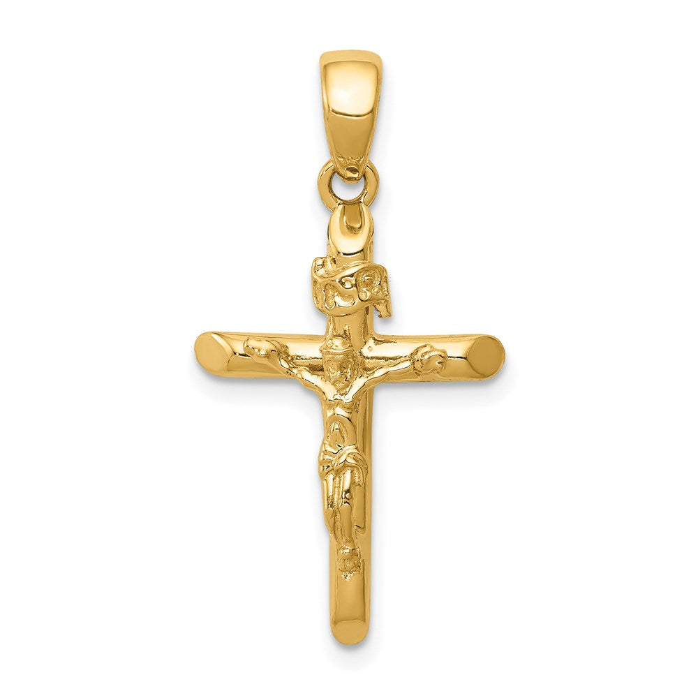 10K / 14K Yellow Gold Gold Polished 2-D Crucifix with Jesus on Cross Pendant - Product Photo