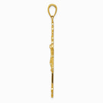 10K / 14K Yellow Gold Polished Textured INRI Crucifix Fleur de Lis Pendant - Product Photo