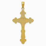 10K / 14K Yellow Gold Polished Textured INRI Crucifix Fleur de Lis Pendant - Product Photo