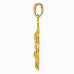 10K / 14K Yellow Gold Pol. & Textured 2-D Mariners Crucifix Rope/Wheel Pendant - Product Photo