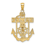 10K / 14K Yellow Gold Polished Textured Mariners Crucifix Pendant - Product Photo