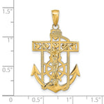 10K / 14K Yellow Gold Polished Textured Mariners Crucifix Pendant - Product Photo