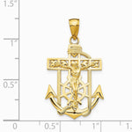 10K / 14K Yellow Gold Gold Polished & Textured Mini Mariners Crucifix Pendant - Product Photo