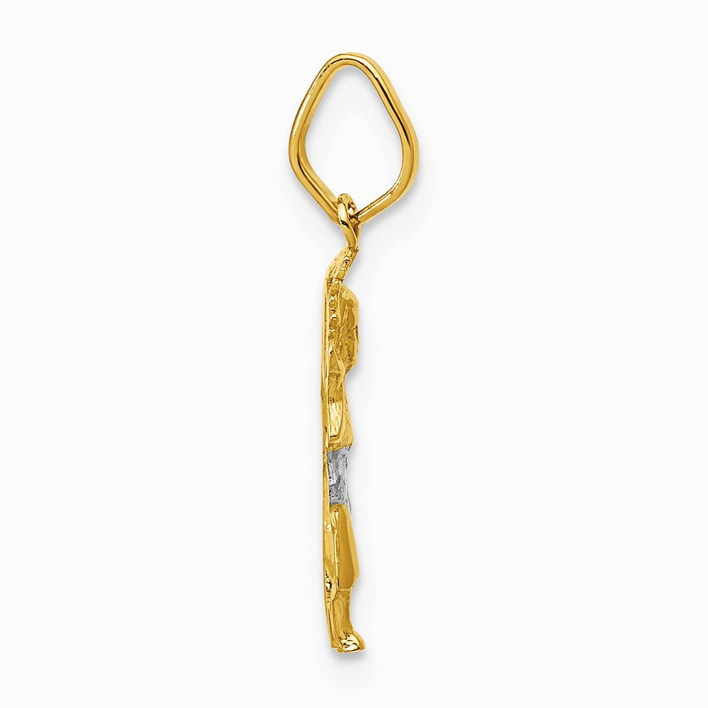 14K Yellow & Rhodium with Rhodium Diamond-Cut Polished Baby Jesus Pendant - Product Photo