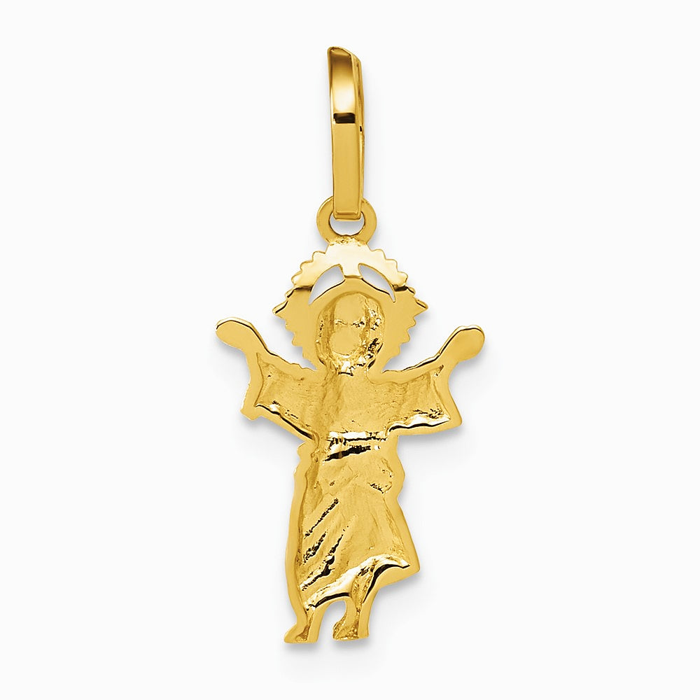 14K Yellow & Rhodium with Rhodium Diamond-Cut Polished Baby Jesus Pendant - Product Photo