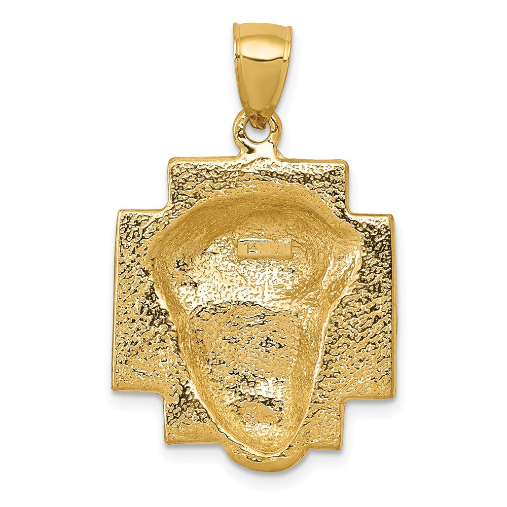 10K / 14K Yellow Gold Gold Polished 2-D Large Jesus Head with Crown Pendant - Product Photo