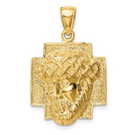 10K / 14K Yellow Gold Gold Polished 2-D Large Jesus Head with Crown Pendant - Product Photo