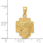 10K / 14K Yellow Gold Gold Polished 2-D Small Jesus Head with Crown Pendant - Product Photo