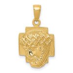 10K / 14K Yellow Gold Gold Polished 2-D Small Jesus Head with Crown Pendant - Product Photo