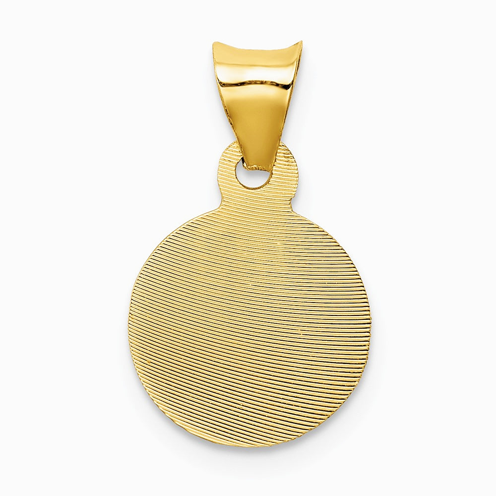 14K Yellow Gold Polished Diamond-Cut Sagrado Corazon Circle Pendant - Product Photo