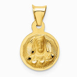 14K Yellow Gold Polished Diamond-Cut Sagrado Corazon Circle Pendant - Product Photo