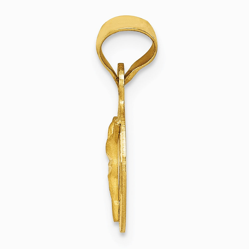 14K Yellow Gold Polished Diamond-Cut Corpus Circle Pendant - Product Photo