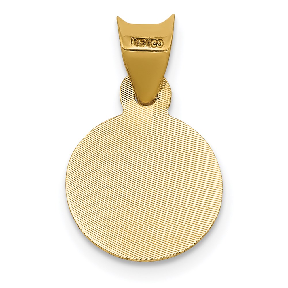 14K Yellow & RH with RH Pol. Diamond-Cut Lady Of Guadalupe Circle Pendant - Product Photo