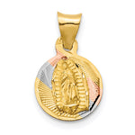 14K Yellow & RH with RH Pol. Diamond-Cut Lady Of Guadalupe Circle Pendant - Product Photo
