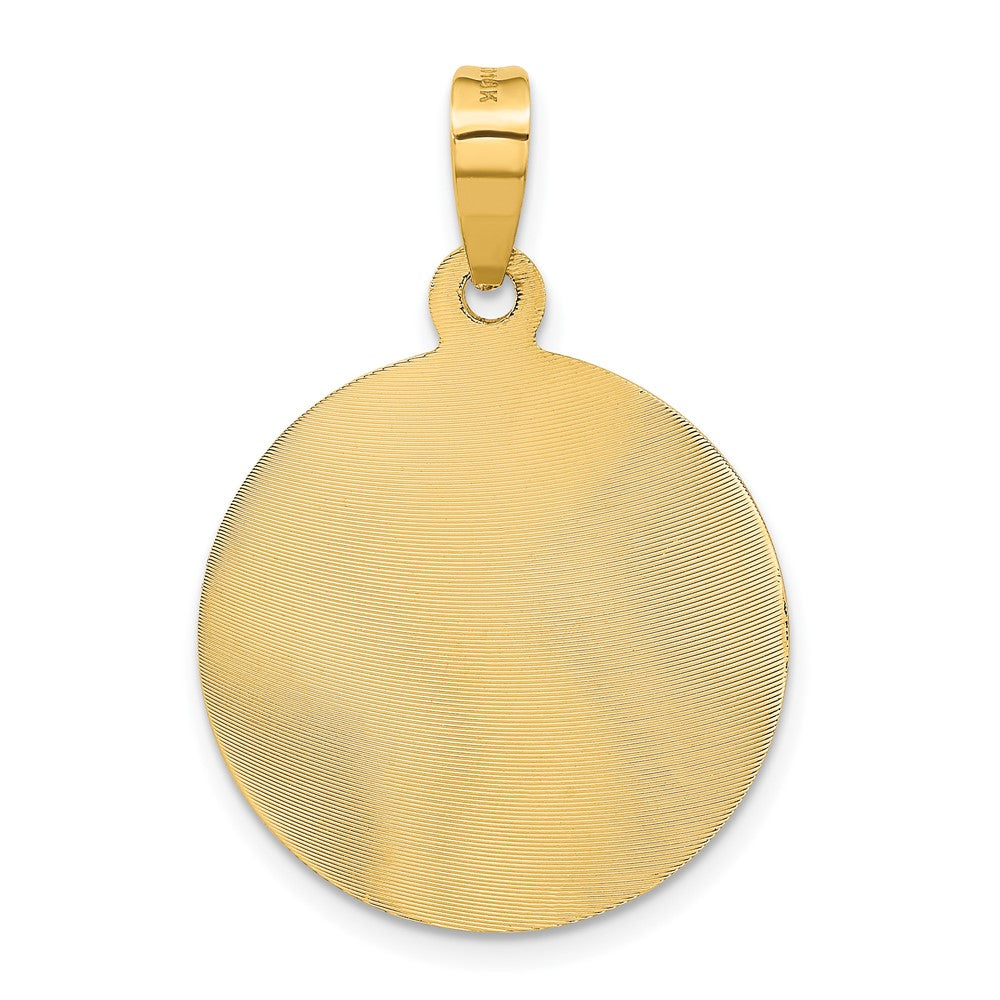 14K Yellow Gold Polished Diamond-Cut Lady Of Guadalupe Circle Pendant - Product Photo