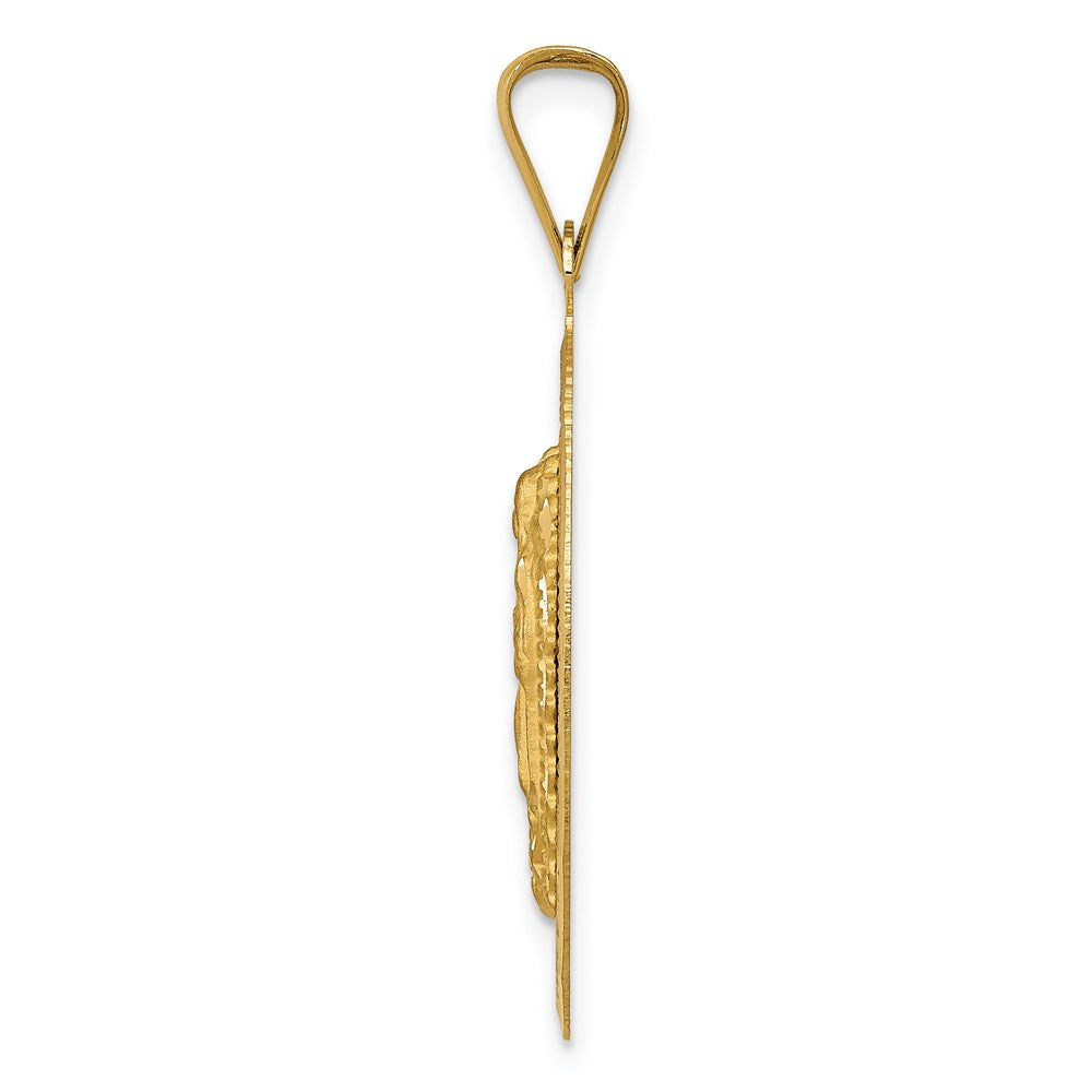 14K Yellow Gold Polished Diamond-Cut Lady Of Guadalupe Oval Pendant - Product Photo