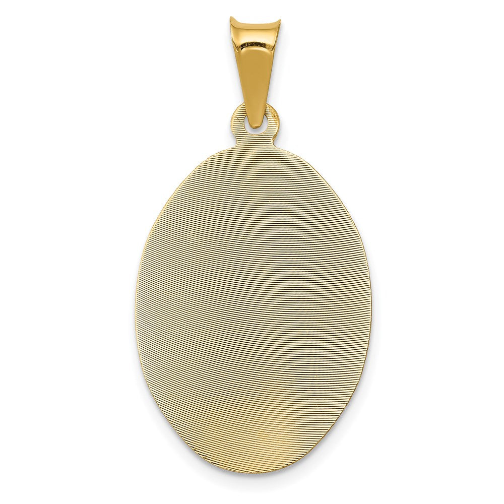 14K Yellow Gold Polished Diamond-Cut Lady Of Guadalupe Oval Pendant - Product Photo