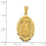 14K Yellow Gold Polished Diamond-Cut Lady Of Guadalupe Oval Pendant - Product Photo
