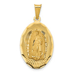 14K Yellow Gold Polished Diamond-Cut Lady Of Guadalupe Oval Pendant - Product Photo