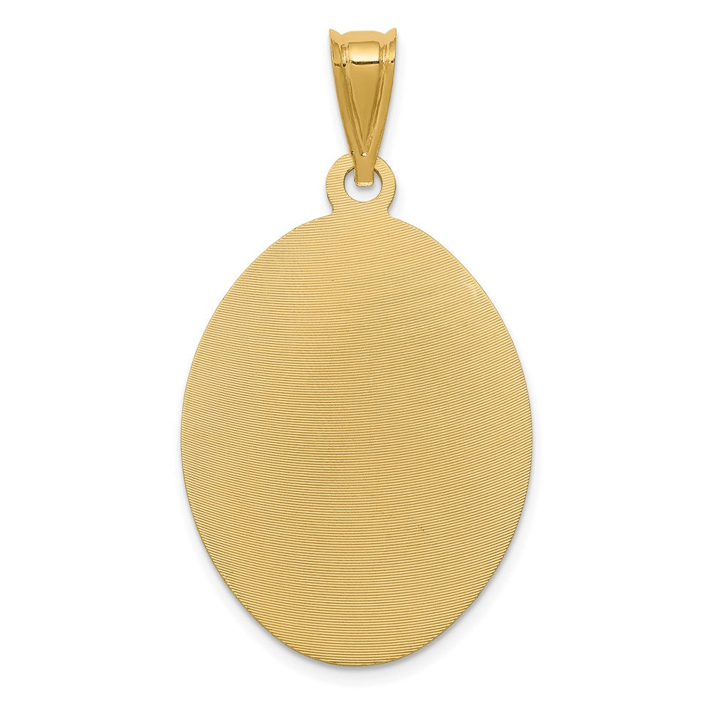 14K Yellow Gold Polished Diamond-Cut Lady Of Guadalupe Oval Pendant - Product Photo