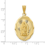 14K Yellow Gold Polished Diamond-Cut Lady Of Guadalupe Oval Pendant - Product Photo