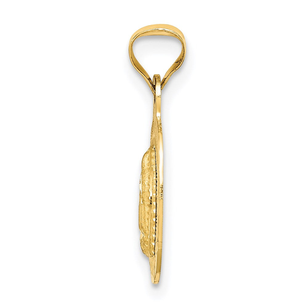 14K Yellow & Rhodium with Rhodium Diamond-Cut Lady Of Guadalupe Oval Pendant - Product Photo