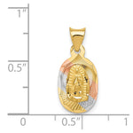 14K Yellow & Rhodium with Rhodium Diamond-Cut Lady Of Guadalupe Oval Pendant - Product Photo