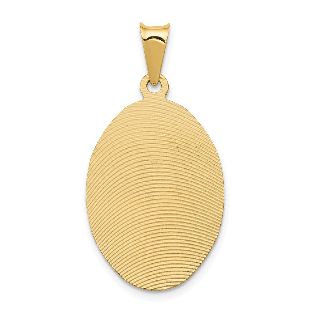 14K Yellow & Rhodium with Rhodium Diamond-Cut Lady Of Guadalupe Oval Pendant - Product Photo
