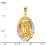 14K Yellow & Rhodium with Rhodium Diamond-Cut Lady Of Guadalupe Oval Pendant - Product Photo