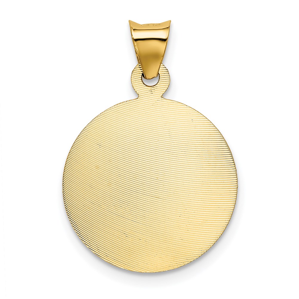14K Yellow & RH with RH Pol. Diamond-Cut Lady Of Guadalupe Circle Pendant - Product Photo
