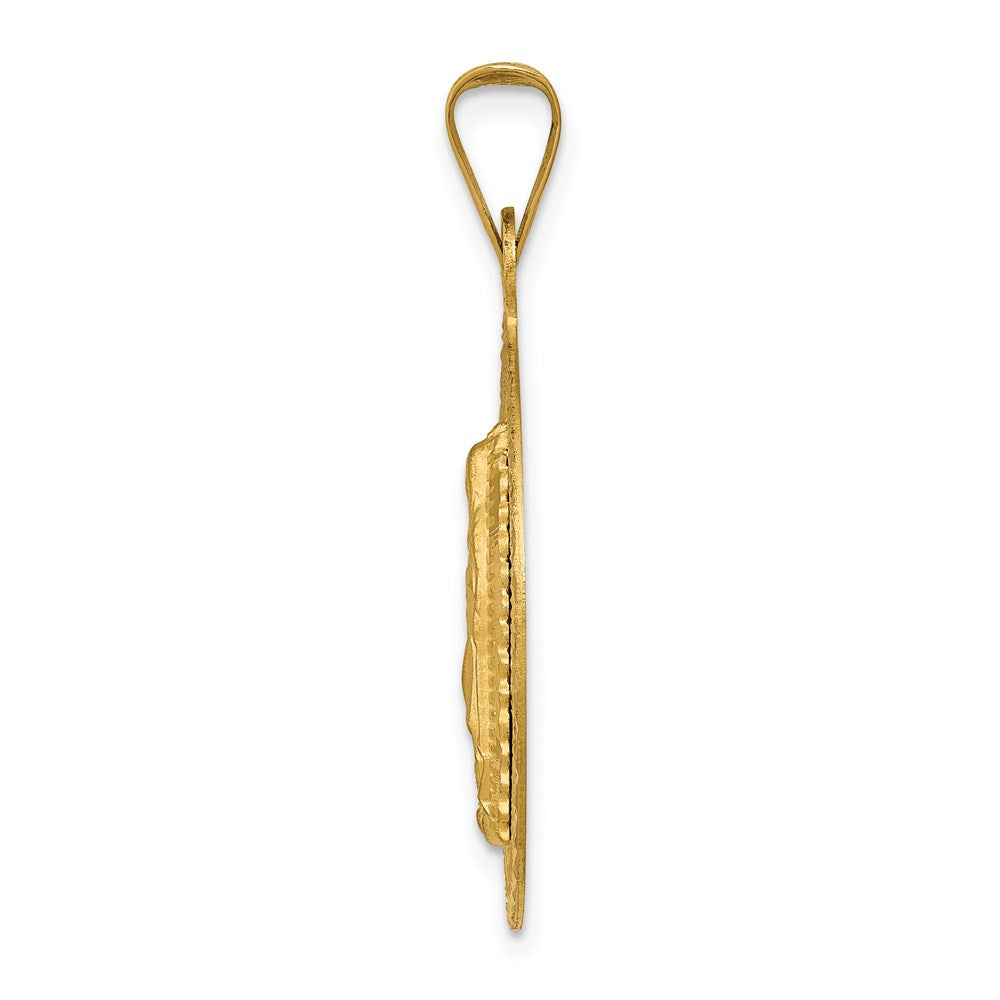 14K Yellow & RH with RH Pol. Diamond-Cut Lady Of Guadalupe Circle Pendant - Product Photo