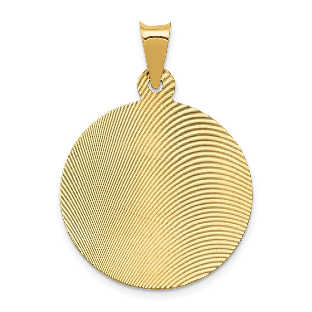 14K Yellow & RH with RH Pol. Diamond-Cut Lady Of Guadalupe Circle Pendant - Product Photo