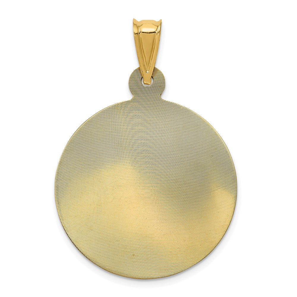 14K Yellow & RH with RH Pol. Diamond-Cut Lady Of Guadalupe Circle Pendant - Product Photo