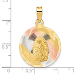 14K Yellow & RH with RH Pol. Diamond-Cut Lady Of Guadalupe Circle Pendant - Product Photo