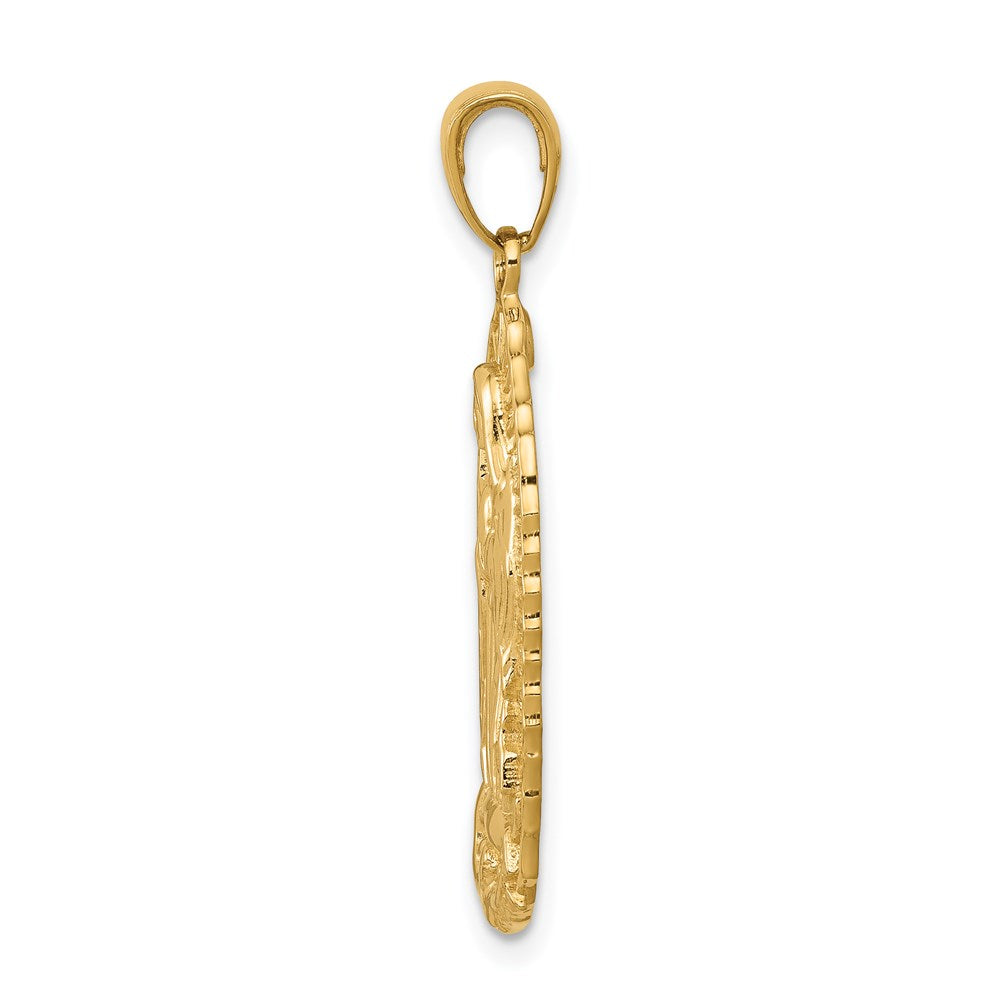 14K Polished Our Lady Of Guadalupe Oval Disc Engraved Pendant - Product Photo