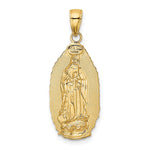 14K Polished Our Lady Of Guadalupe Oval Disc Engraved Pendant - Product Photo