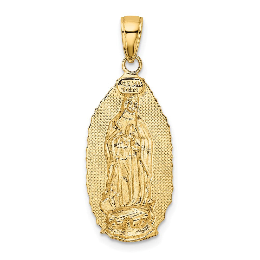 14K Polished Our Lady Of Guadalupe Oval Disc Engraved Pendant - Product Photo